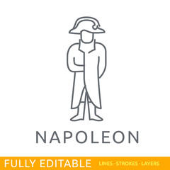 Napoleon. Template of logo. Line flat design of education logo. Modern vector logo concept. Fully editable outlines, saved lines and layers.
