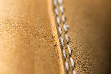 Yellow Leather Shoes, . Close up, Focus on Details. Macro view.