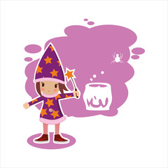 flat Halloween witch