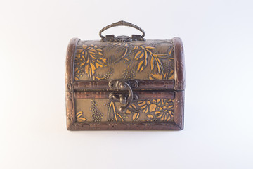 Old vintage Chest , isolated. White background