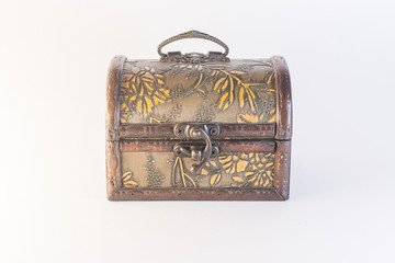 Old vintage Chest , isolated. White background