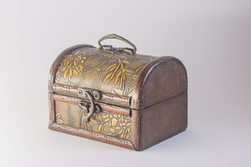 Old vintage Chest , isolated. White background