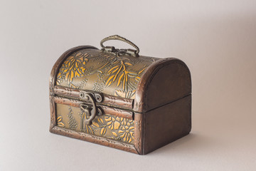 Old vintage Chest , isolated. White background