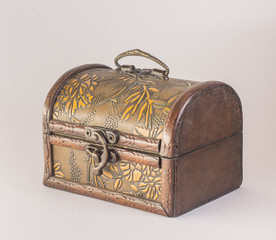 Old vintage Chest , isolated. White background