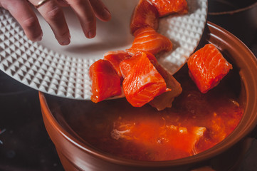 Cooking red fish soup