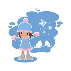 flat girl from the winter set in vector format
