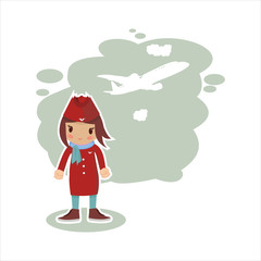 girl stewardess in vector format