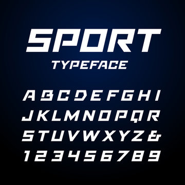 Sport Font. Vector Alphabet With Latin Letters And Numbers.