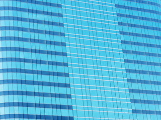 blue glass wall of skyscraper, abstract background.