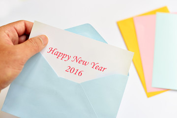 Letter with happy new year card 