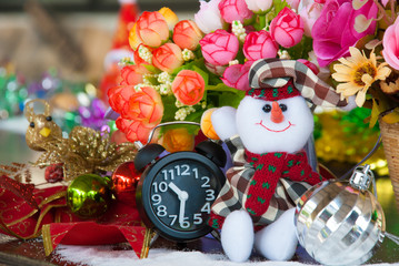 Christmas background with snowman