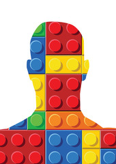 Profile picture - seamless vector pattern of plastic parts - head silhouette