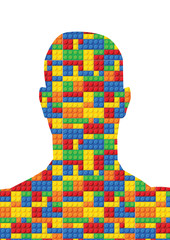 Profile picture - seamless vector pattern of plastic parts - head silhouette