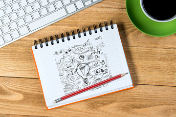 Business workplace with stuff