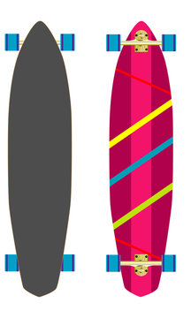 Longboard isolated white background. Line disign.