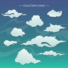 Set of clouds in the sky. Vector illustration.