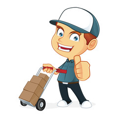 Cartoon illustration of a delivery man