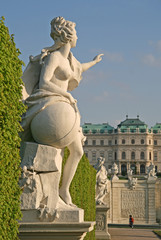 VIENNA, AUSTRIA - APRIL 22, 2010: Statues in Belvedere Palace garden in Vienna, Austria