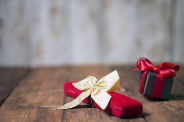 boxes with gifts on a wooden table