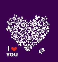 Greeting card with applique heart shape