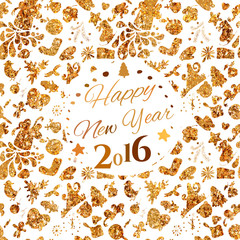 Happy New year Golden typography at White