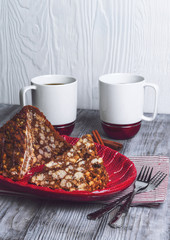 sand cake in the form of slides with cocoa