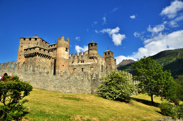 Fototapeta na wymiar Fenis Castle, an Italian medieval castle
