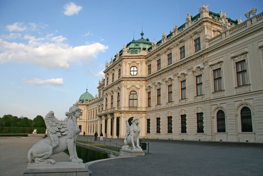 VIENNA, AUSTRIA - APRIL 22, 2010: Statue of Sphinx near Belvedere Palace in Vienna, Austria