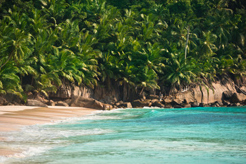 Tropical beach at Mahe island Seychelles