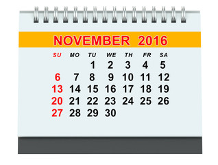 November 2016 calendar