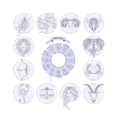Set icons zodiac signs. Hand drawing. Vector illustration.