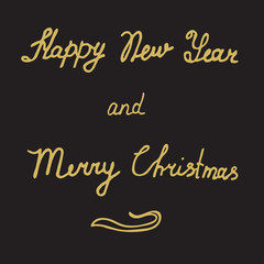 Lettering Happy New Year Merry Christmas calligraphy 