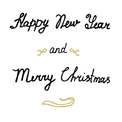Lettering Happy New Year Merry Christmas calligraphy 