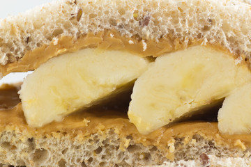 peanut butter and banana sandwich on whole wheat bread