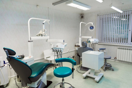 Interior dental office - chair and tools
