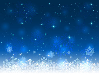 Blue Christmas background with snowflakes