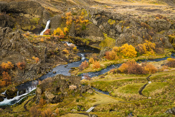 Beautiful small waterfall with river