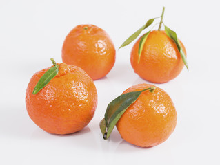 tangerine on white isolate. Fruit. Orange. Leaves mandarins..