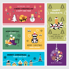 Fototapeta premium Christmas and New Year Banners Set - Vector Illustration