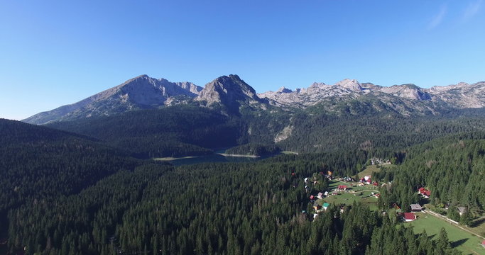 Aerial view of Black lake in Durmitor national park in Montenegro