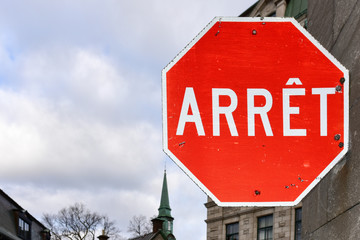 Stop Sign in French - Quebec City, Canada