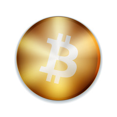 Bitcoin Golden button sign icon