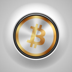 Bitcoin Golden button sign icon