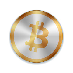 Bitcoin Golden button sign icon
