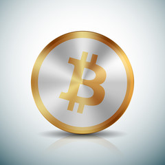 Obraz premium Bitcoin Golden button sign icon