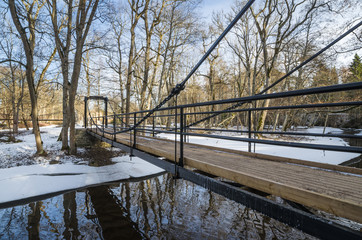 Bridge across the canal in the spring