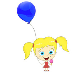 little girl with balloon vector illustration