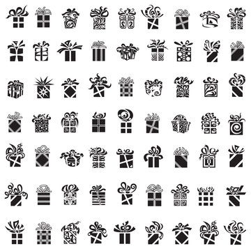 collection of monochrome different gift boxes