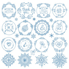 Christmas,New year decor set.Winter  circle frames