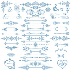 Christmas,New year decor set.Winter elements,borders